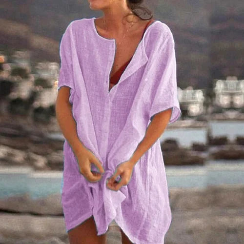 Anjini | Loose Beach Dress with Short Sleeves