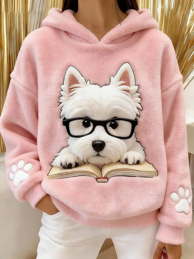 Eglantine | Hooded Sweatshirt with Terrier Print