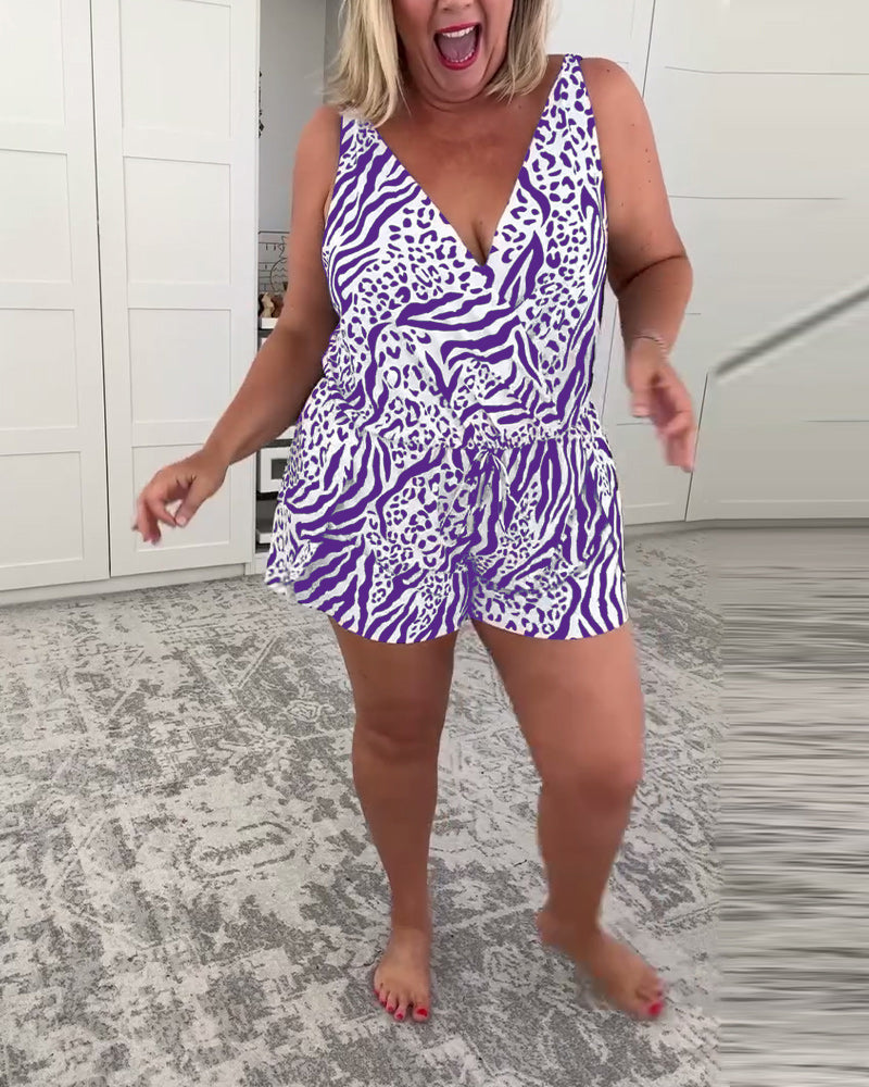 Slim Fit Zebra Print Swimsuit