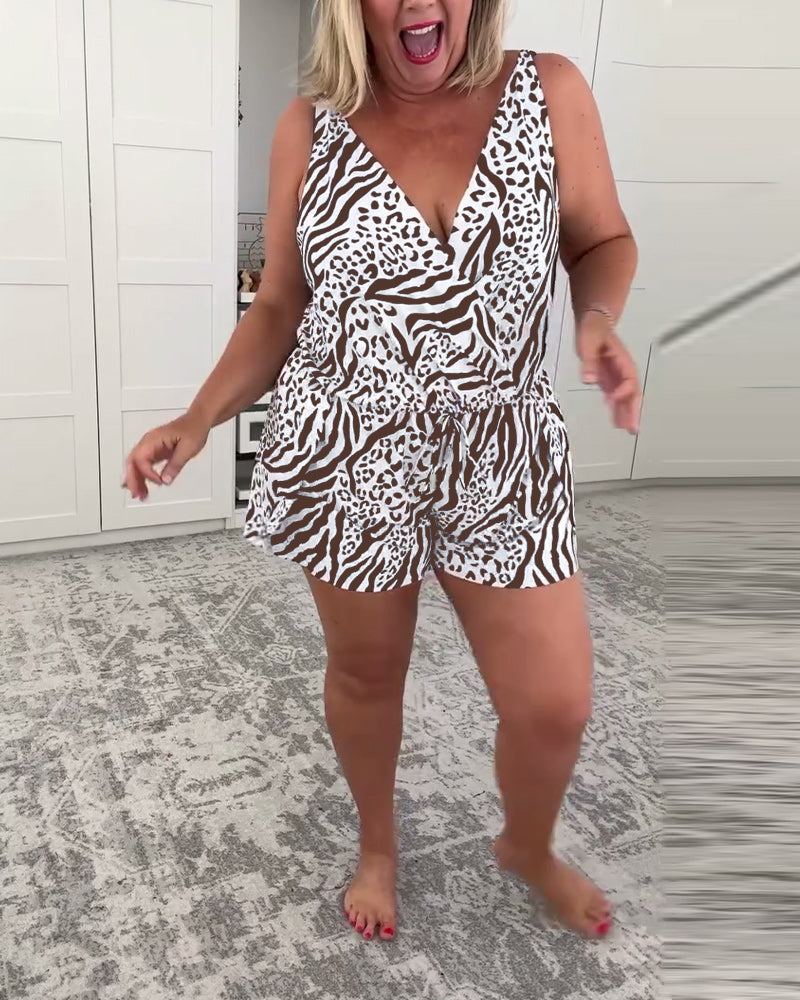 Slim Fit Zebra Print Swimsuit