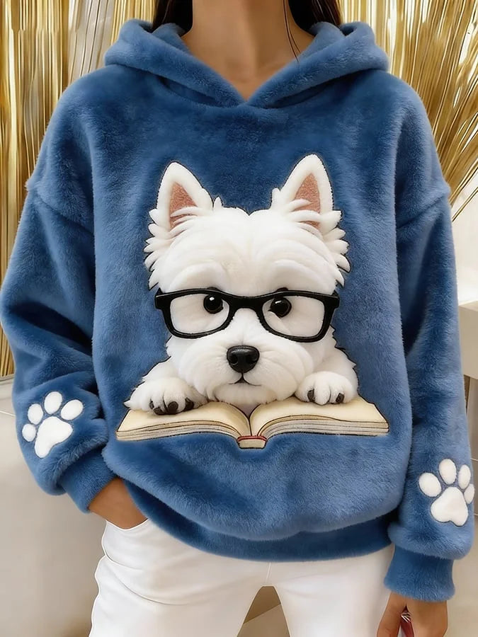 Eglantine | Hooded Sweatshirt with Terrier Print