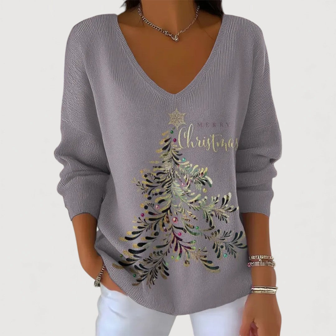 Alina | Festive V-Neck Long-Sleeve Top