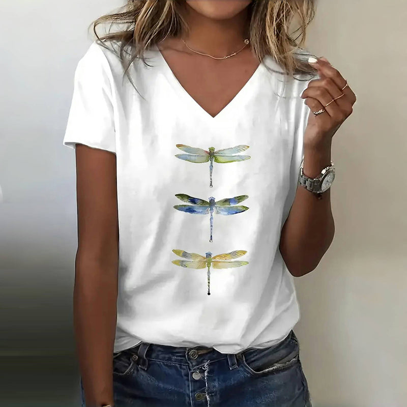 Emily | Casual Printed Dragonfly T-Shirt