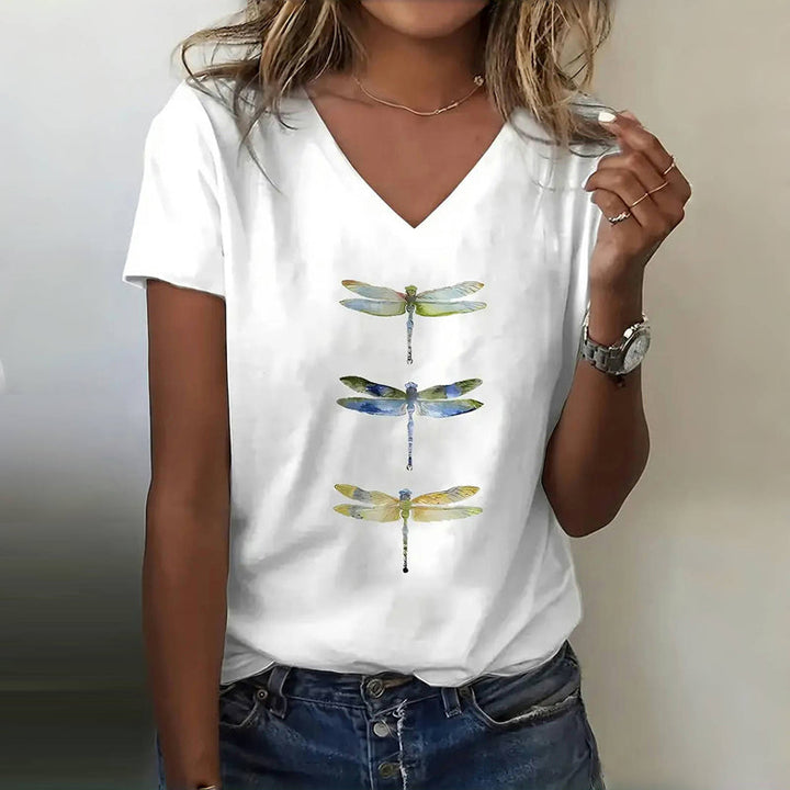 Emily | Casual Printed Dragonfly T-Shirt