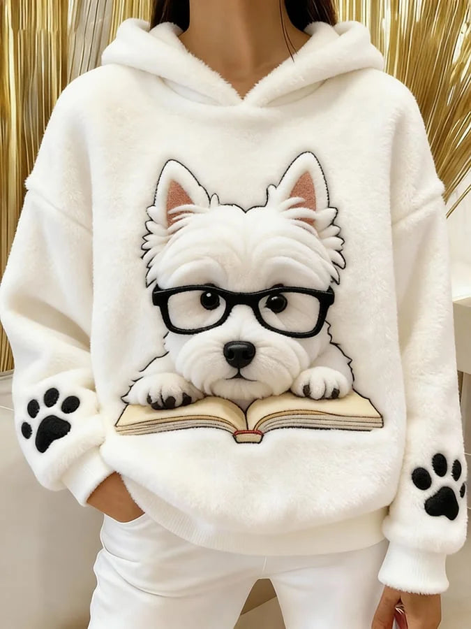 Eglantine | Hooded Sweatshirt with Terrier Print