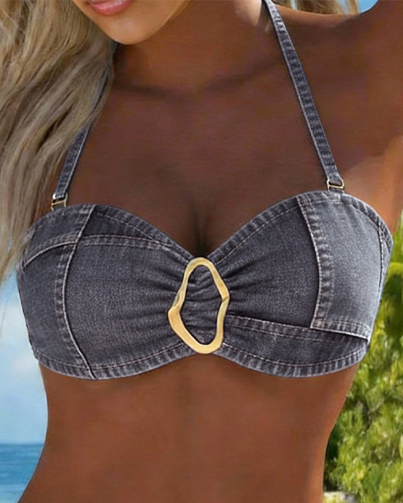 Bikini Suspender with Metal Loop Two-Piece