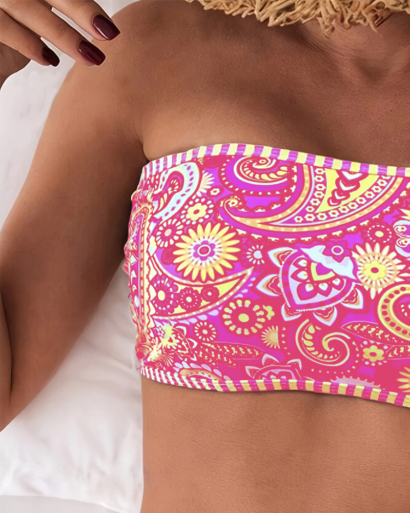 Two-Piece Printed Ethnic Style Swimsuit