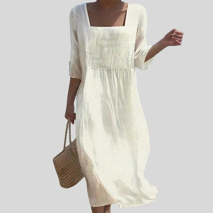 Evelyn | Effortless Square-Neck Midi Dress