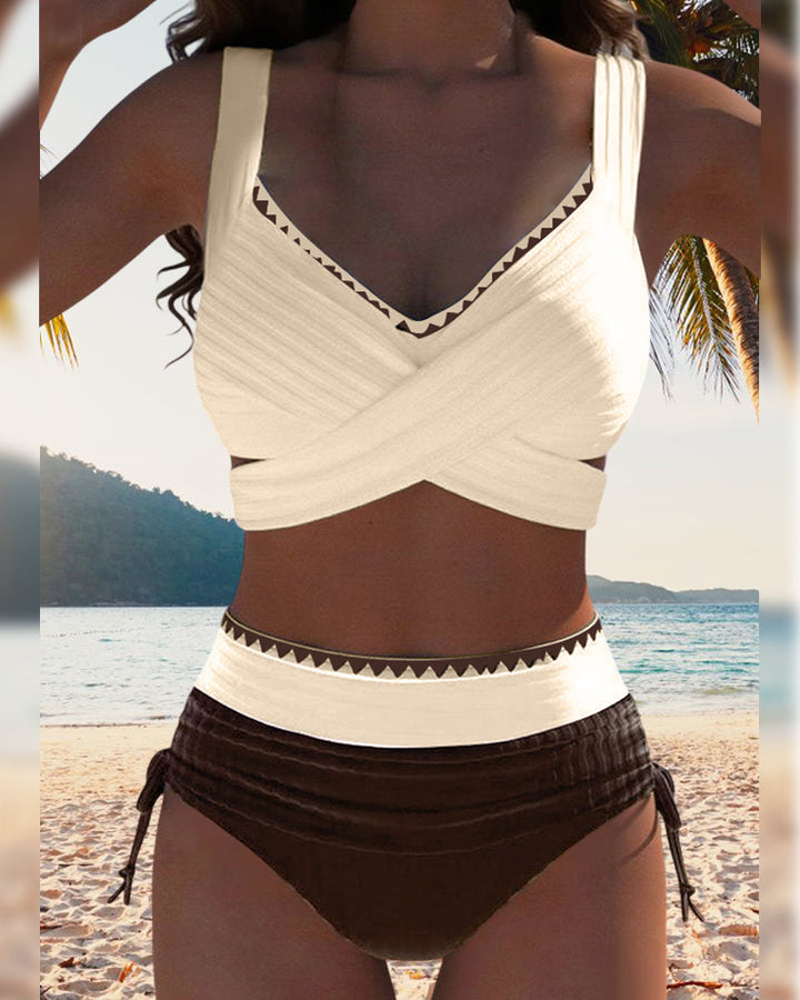 Bikini Casual Contrast Color Two-Piece