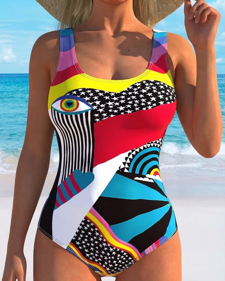 One-Piece Swimsuit Star Print