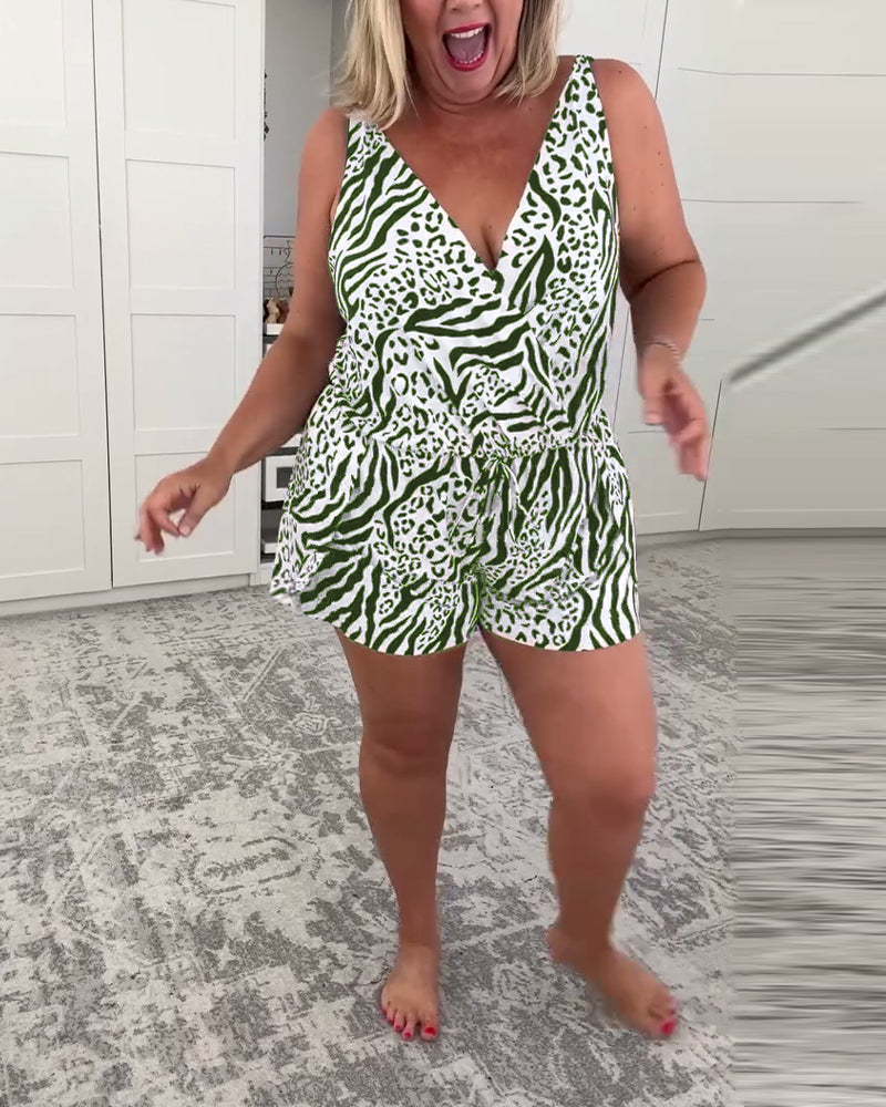 Slim Fit Zebra Print Swimsuit