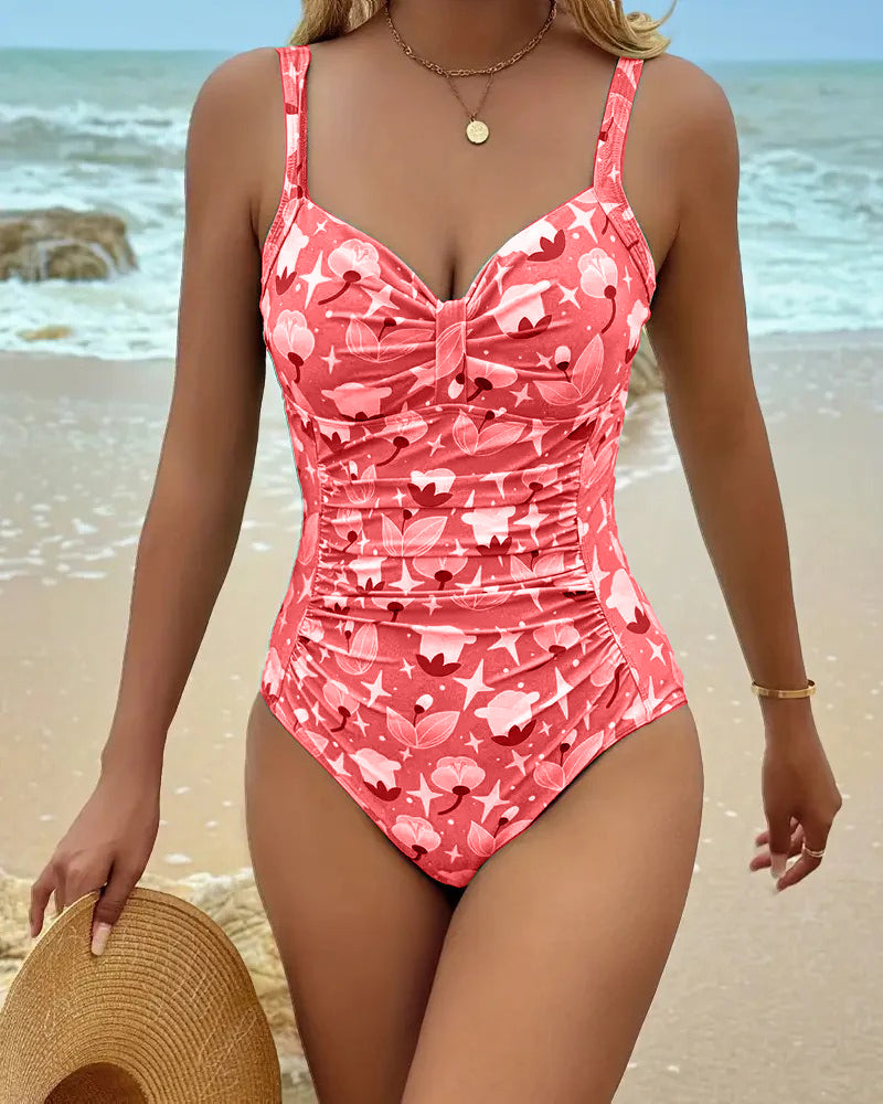 One Piece Printed Tankini Swimsuit