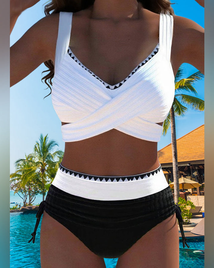 Bikini Casual Contrast Color Two-Piece
