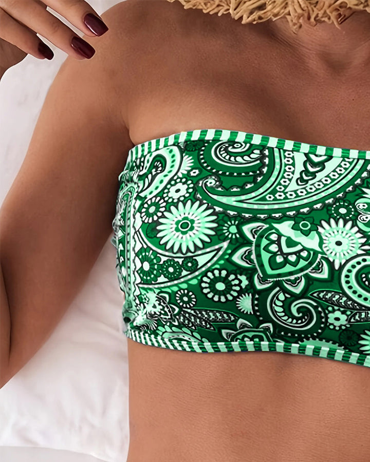 Two-Piece Printed Ethnic Style Swimsuit