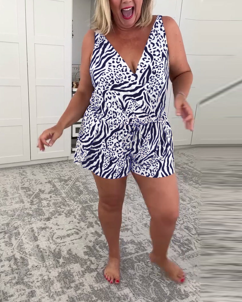 Slim Fit Zebra Print Swimsuit