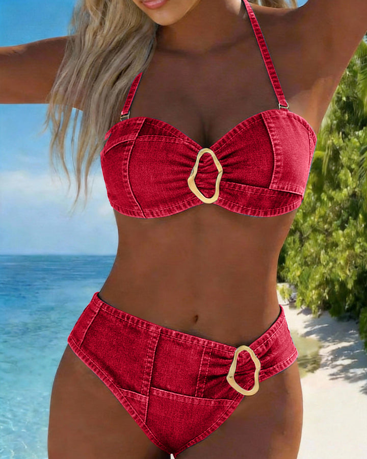 Bikini Suspender with Metal Loop Two-Piece