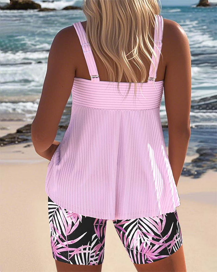 Striped Tankini Top with Printed Beach Pants