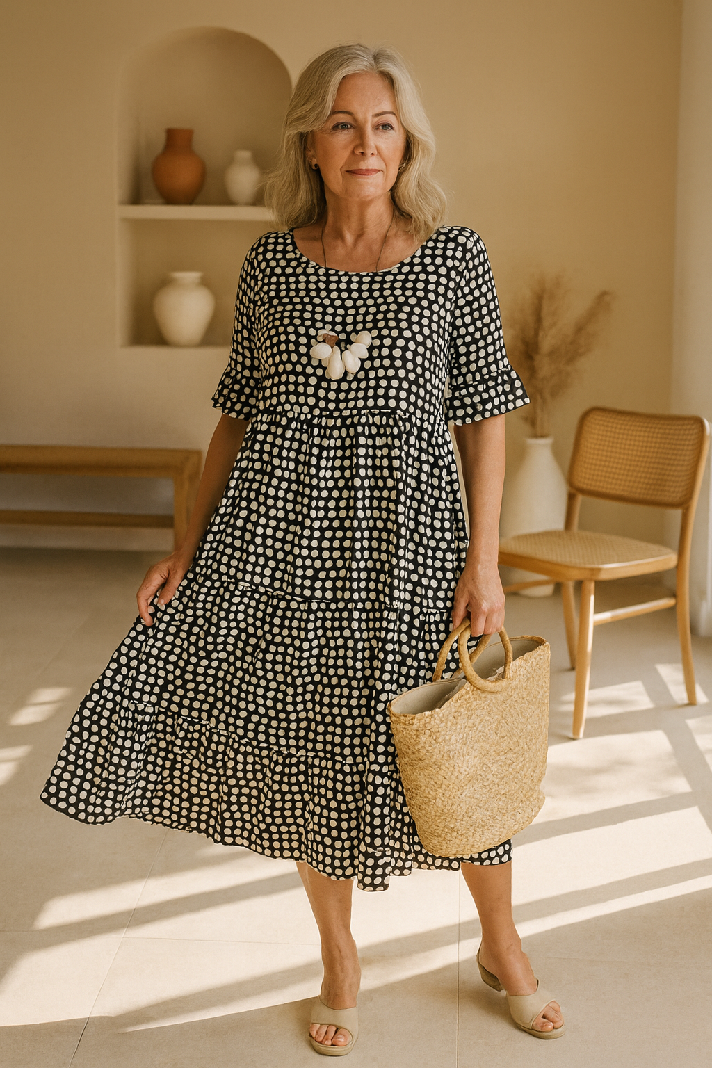 Zerelle | Elegant Short Sleeve Midi Dress