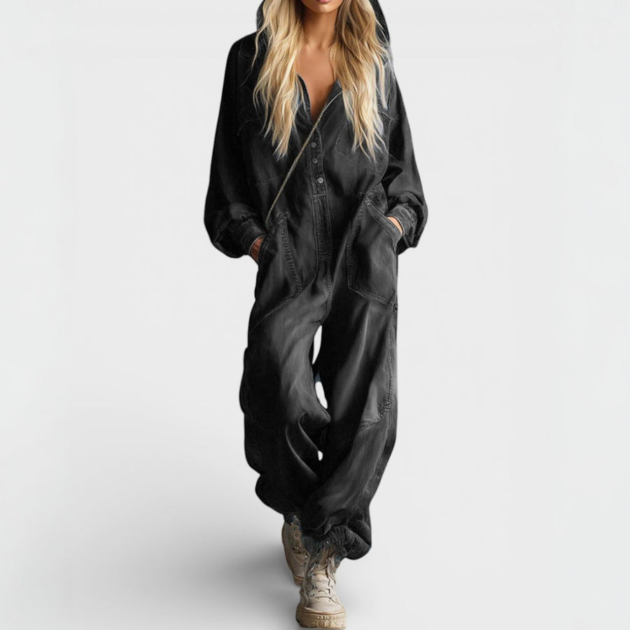 Rhea | Hooded Long Sleeve Jumpsuit