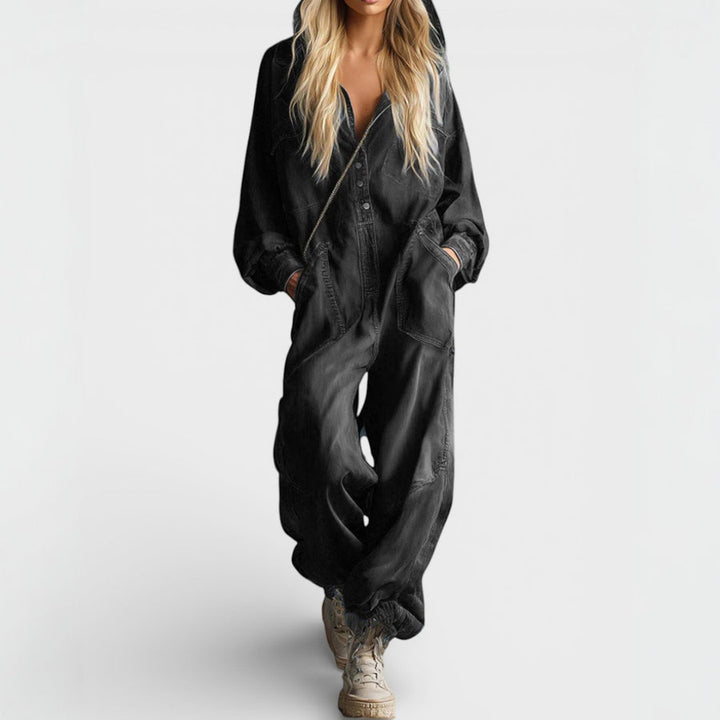Rhea | Hooded Long Sleeve Jumpsuit