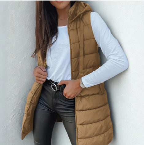 Rain | Casual Sleeveless Hooded Long Vest