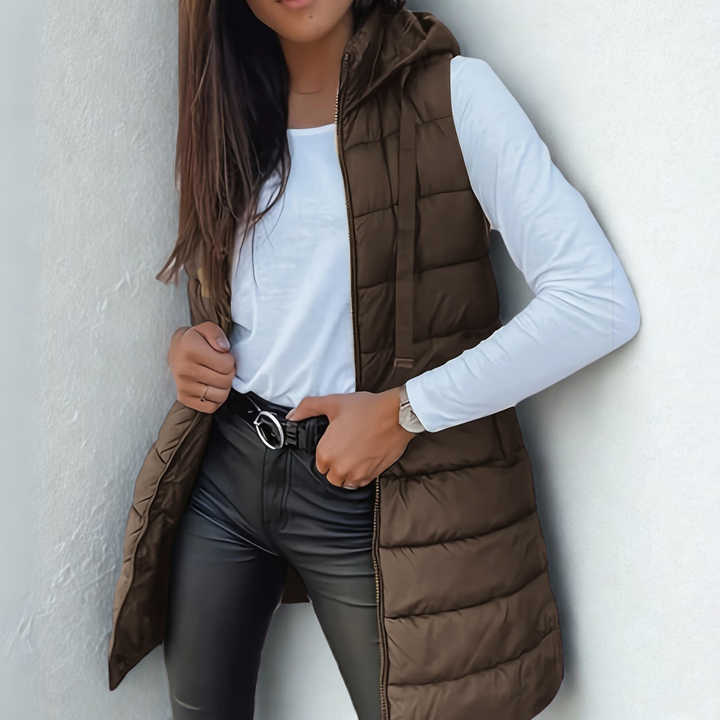 Rain | Casual Sleeveless Hooded Long Vest
