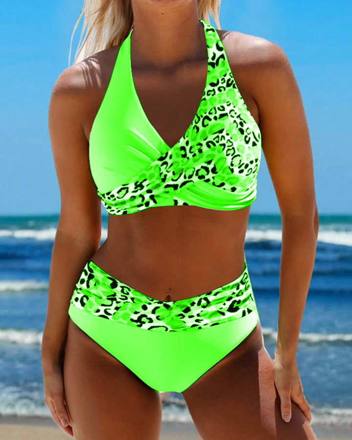 Leopard Print Patchwork Bikini