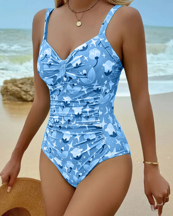 One Piece Printed Tankini Swimsuit