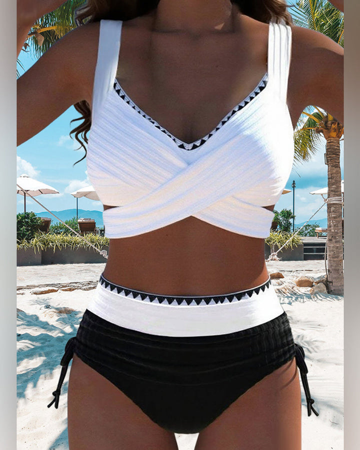Bikini Casual Contrast Color Two-Piece