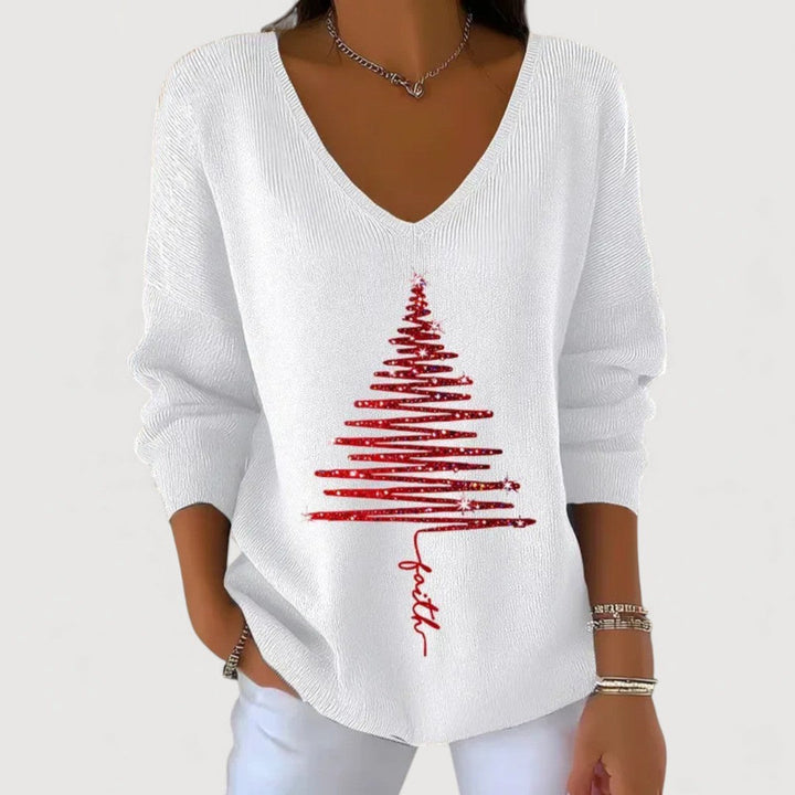 Alina | Festive V-Neck Long-Sleeve Top