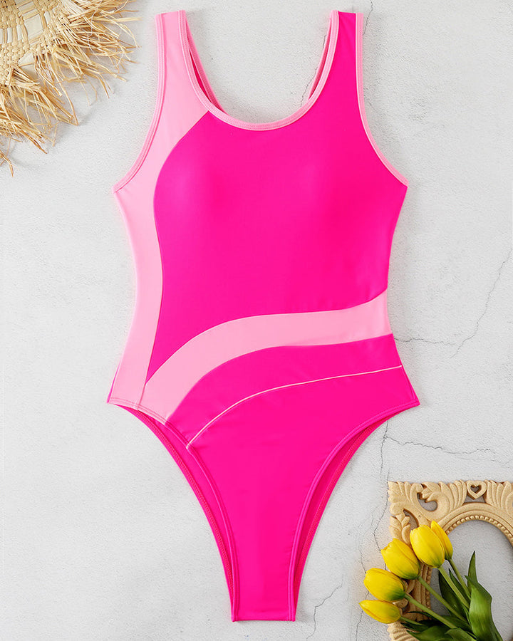 Trendy one-piece swimsuit in contrasting colors