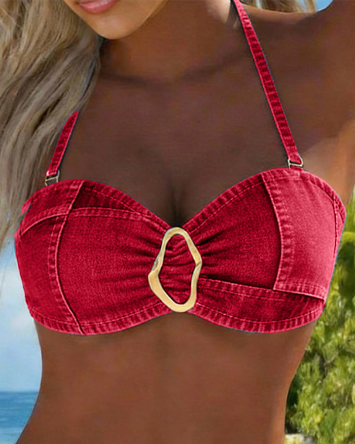 Bikini Suspender with Metal Loop Two-Piece
