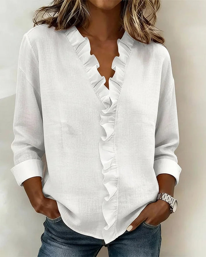 Susan | Ruffled V-Neck Blouse