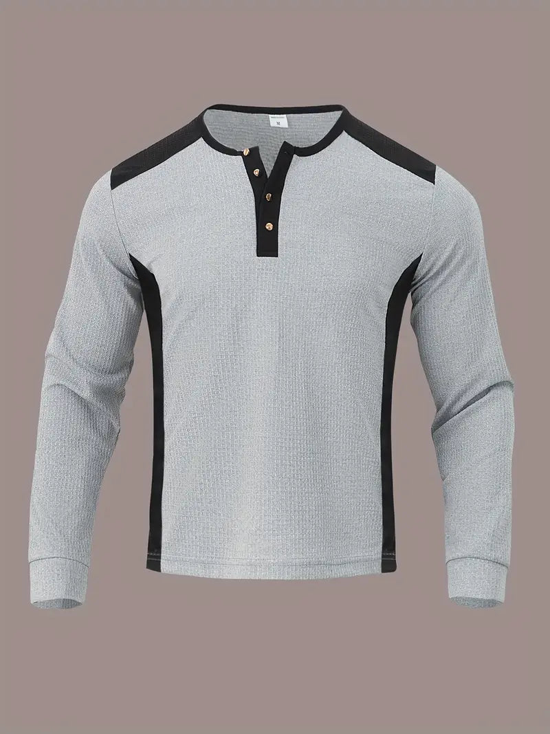 Kyran | Waffle Long Sleeve Henley Shirt