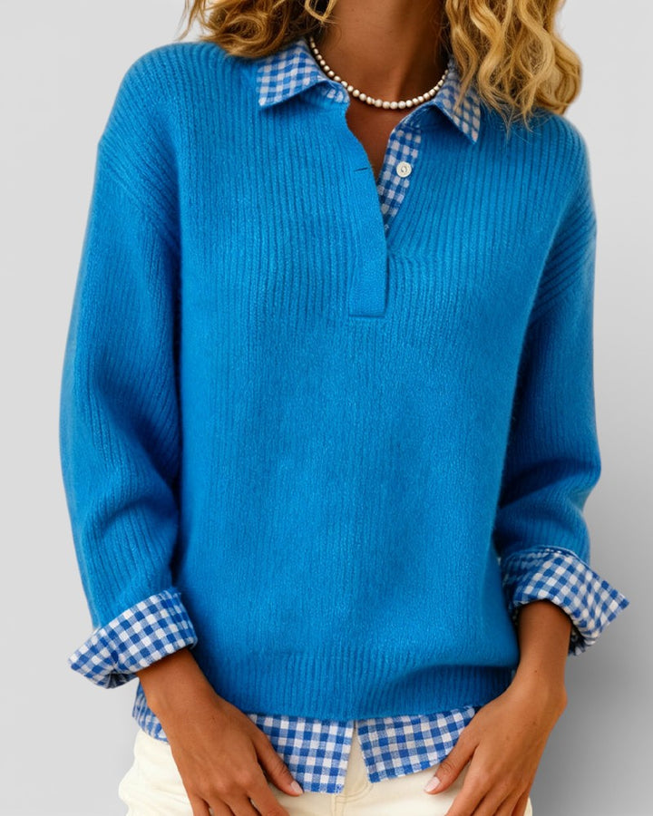 Alicia™ | Plaid Detail Knitted Jumper