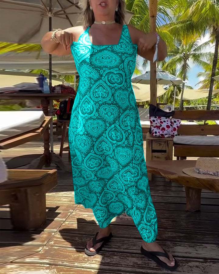 Strapless Heart Print Swimsuit Vacation