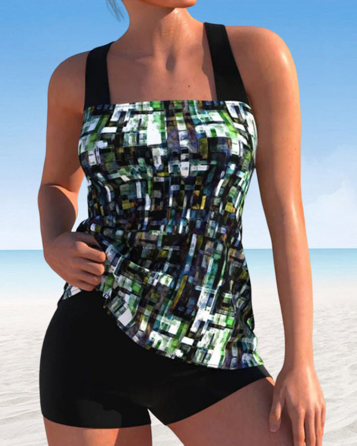 Printed Tankinis with Square Neckline
