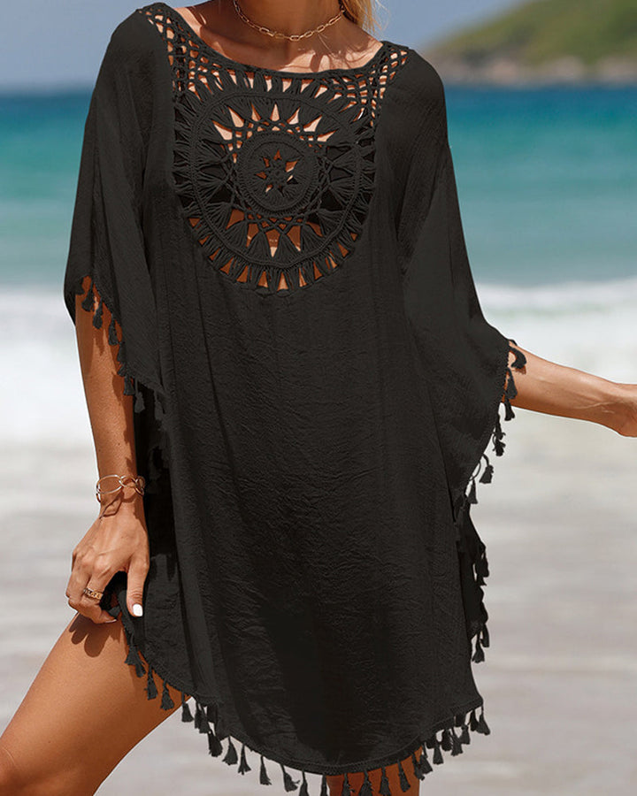 Beach Cover-Up with Pom Poms