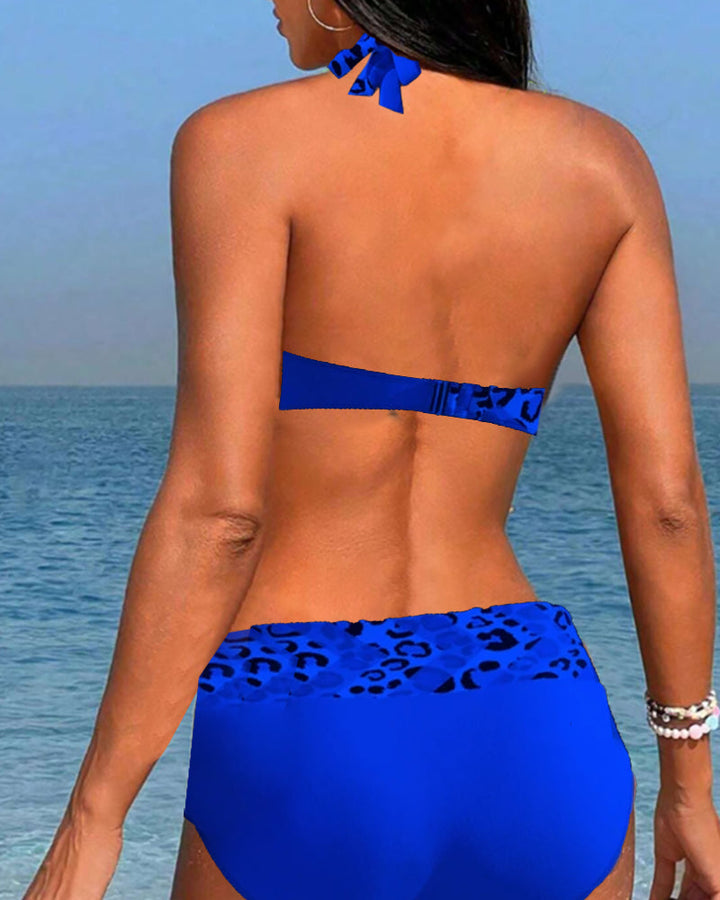 Leopard Print Patchwork Bikini