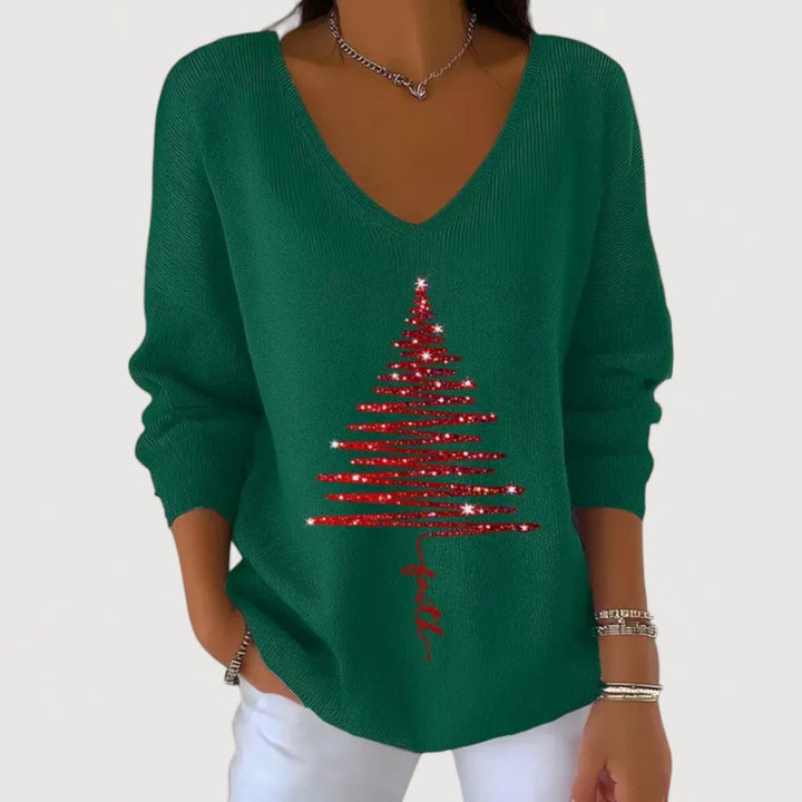 Alina | Festive V-Neck Long-Sleeve Top