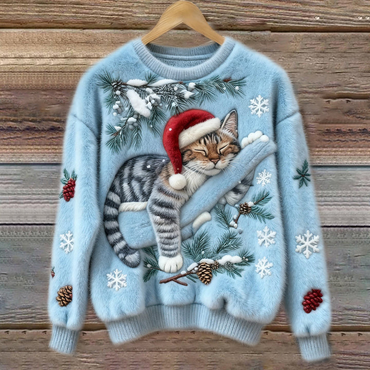 Nevita™ | Soft Christmas Sweater with Festive Cat