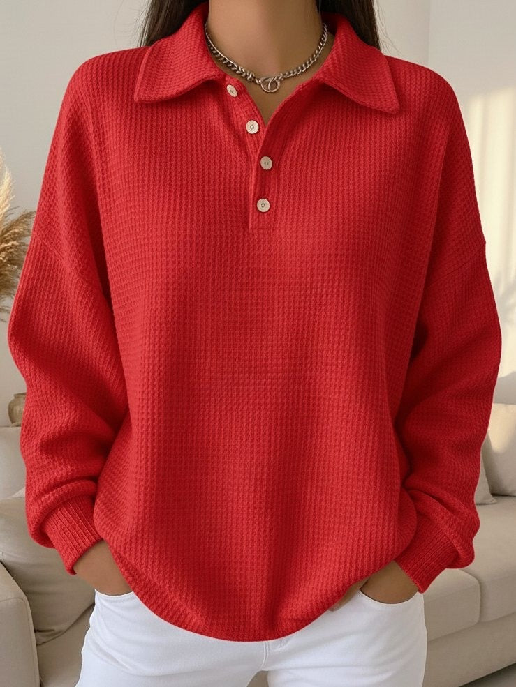 Michelle | Soft Collar Polo Sweater