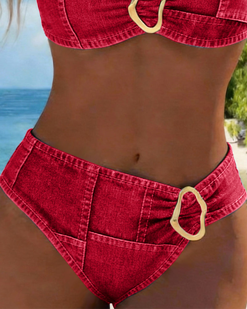 Bikini Suspender with Metal Loop Two-Piece