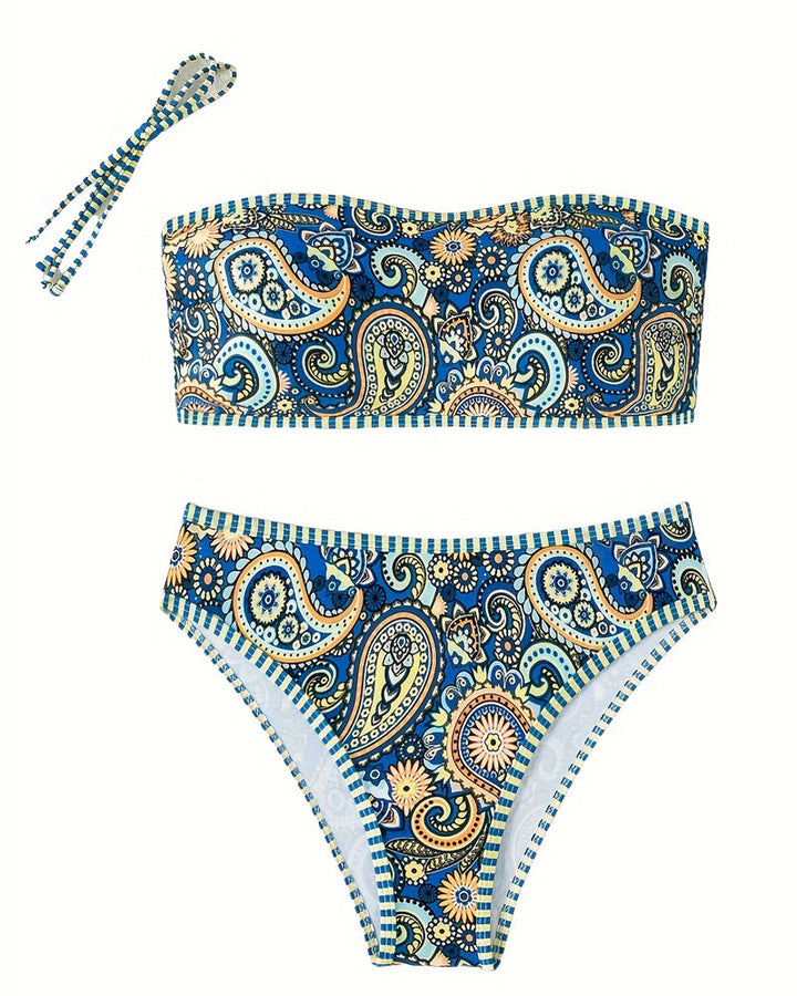 Two-Piece Printed Ethnic Style Swimsuit