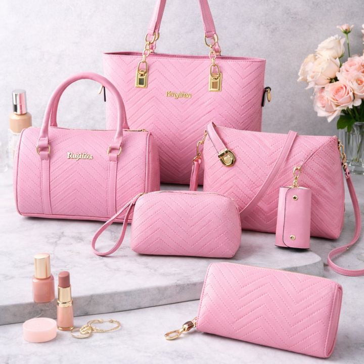 Amanda | Classic 6-Piece PU Leather Tote & Crossbody Bag Set