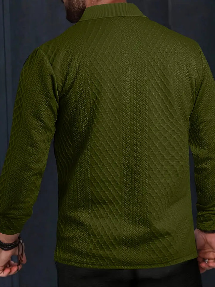 Benoit | Textured T-Shirt with Jacquard Collar