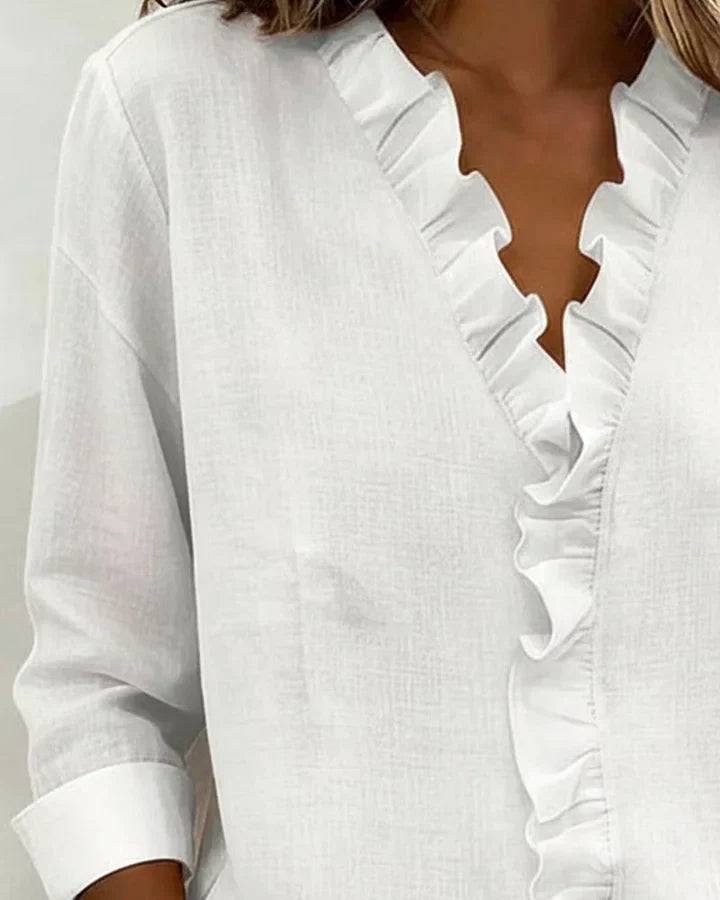 Susan | Ruffled V-Neck Blouse