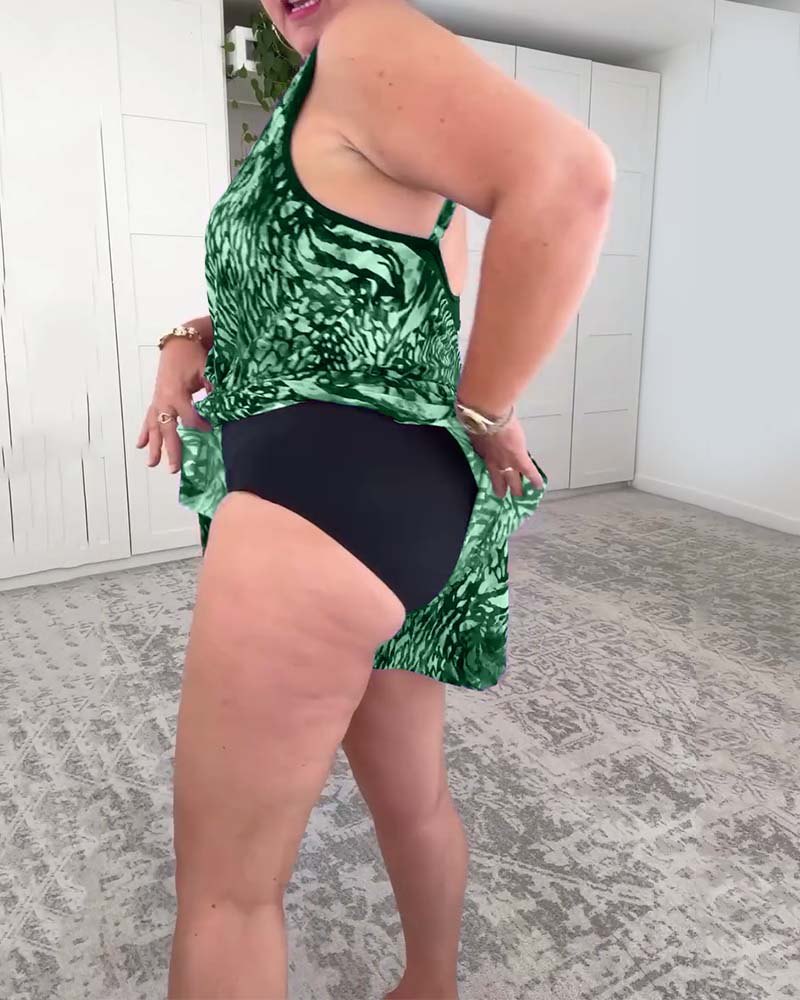 Colorful Printed V-Neck One-Piece Swimsuit