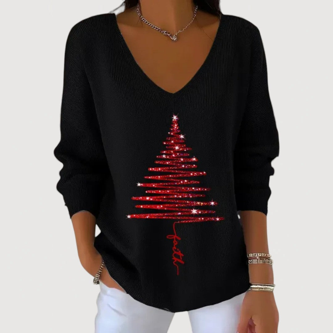 Alina | Festive V-Neck Long-Sleeve Top