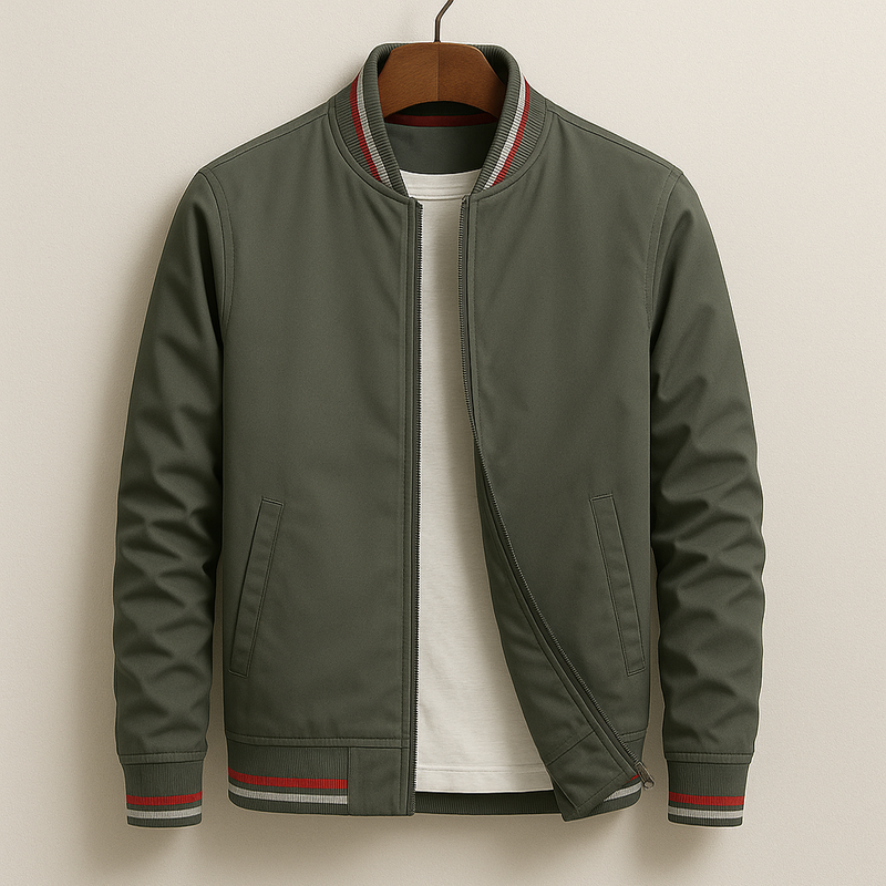 Chez Monsieur | Elegant Striped Bomber Jacket